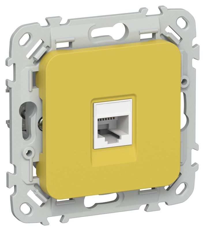 Розетка компьютерная СП FLITE РК6-1-0-ФлЖК RJ45 кат.6 UTP механизм желт. карри IEK FI-K12-2-K44