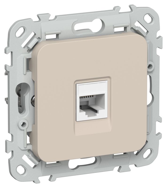 Розетка компьютерная СП FLITE РК6-1-0-ФлЛ RJ45 кат.6 UTP механизм льняной IEK FI-K12-2-K88