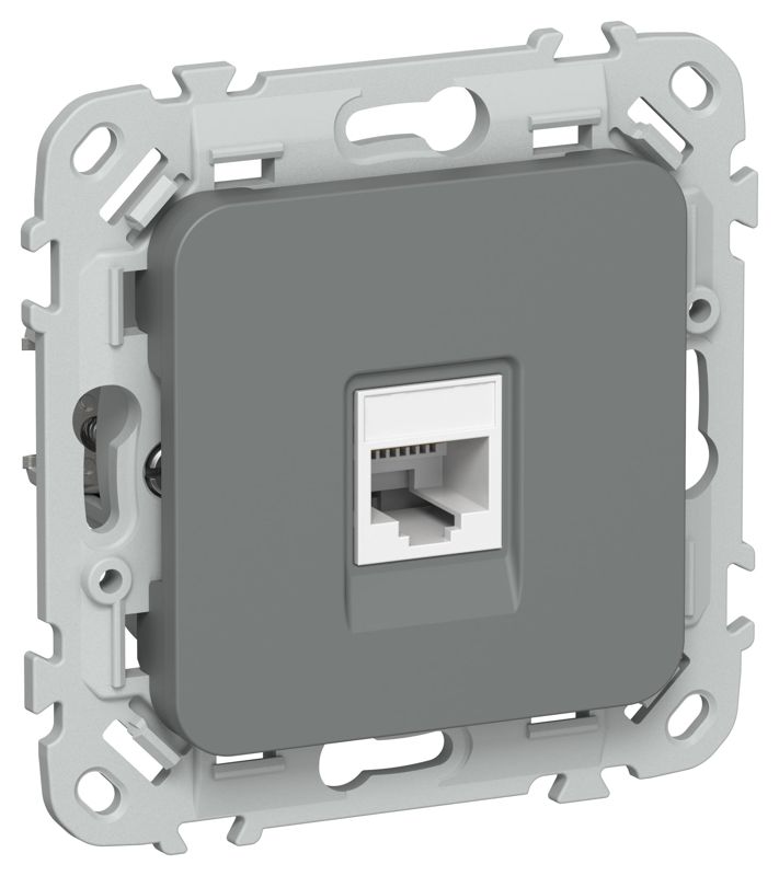 Розетка компьютерная СП FLITE РК6-1-0-ФлМА RJ45 кат.6 UTP механизм мокрый асфальт IEK FI-K12-2-K80