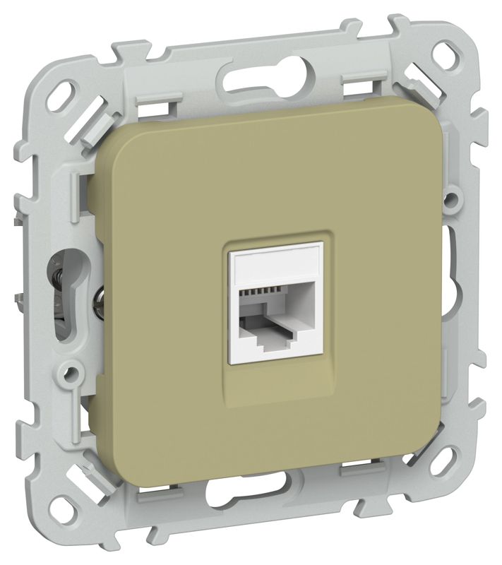 Розетка компьютерная СП FLITE РК6-1-0-ФлО RJ45 кат.6 UTP механизм олив. IEK FI-K12-2-K26