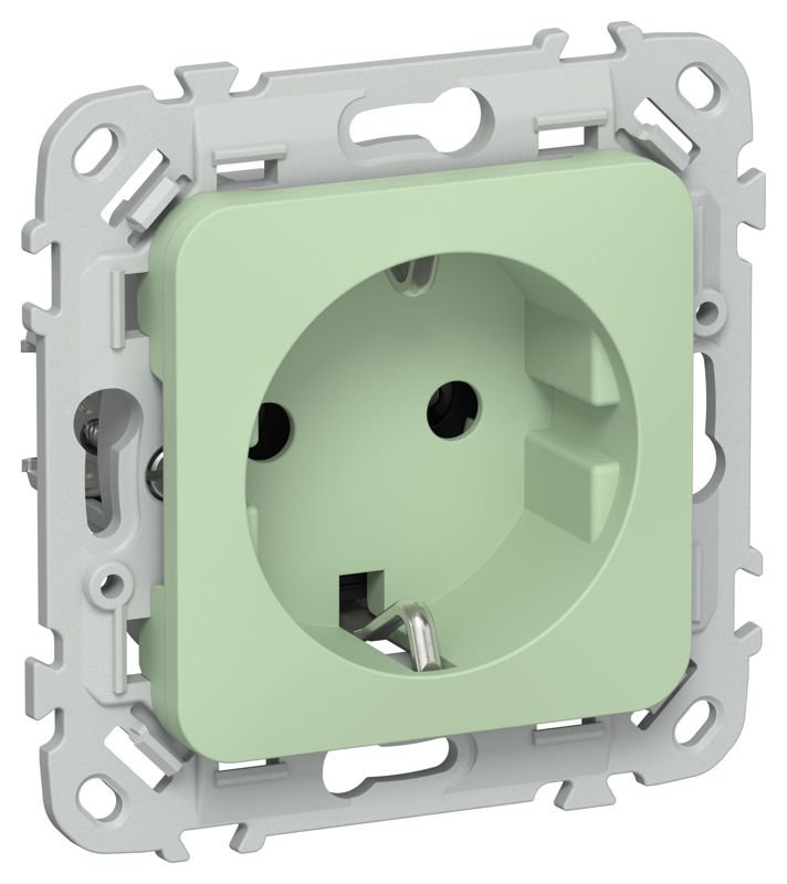 Розетка СП FLITE РС11-0-ФлФ 16А с заземл. без защ. шторок механизм фисташк. IEK FI-R11-16-K93