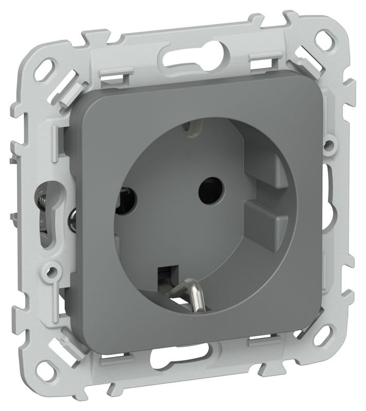 Розетка СП FLITE РСш11-0-ФлМА 16А с заземл. с защ. шторками механизм мокрый асфальт IEK FI-R14-16-K80