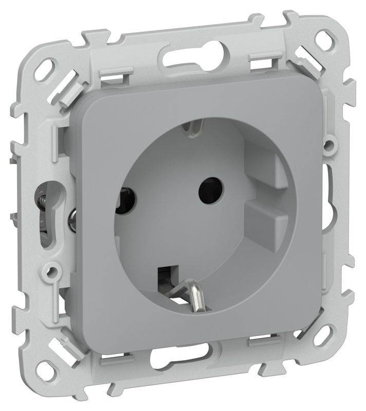 Розетка СП FLITE РСш11-0-ФлС 16А с заземл. с защ. шторками механизм сер. IEK FI-R14-16-K03