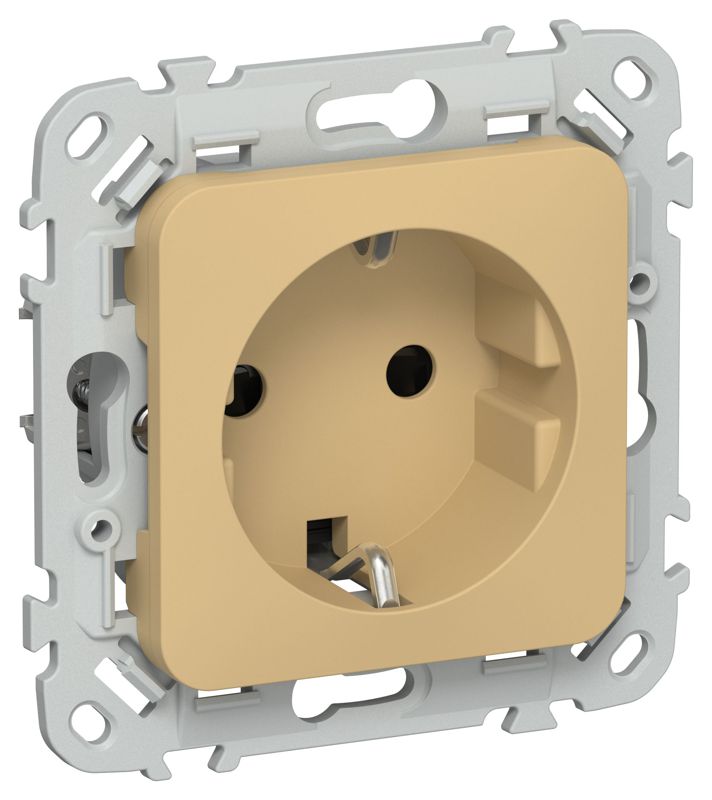 Розетка СП FLITE РСш11-0-ФлШм 16А с заземл. с защ. шторками механизм шамуа IEK FI-R14-16-K89