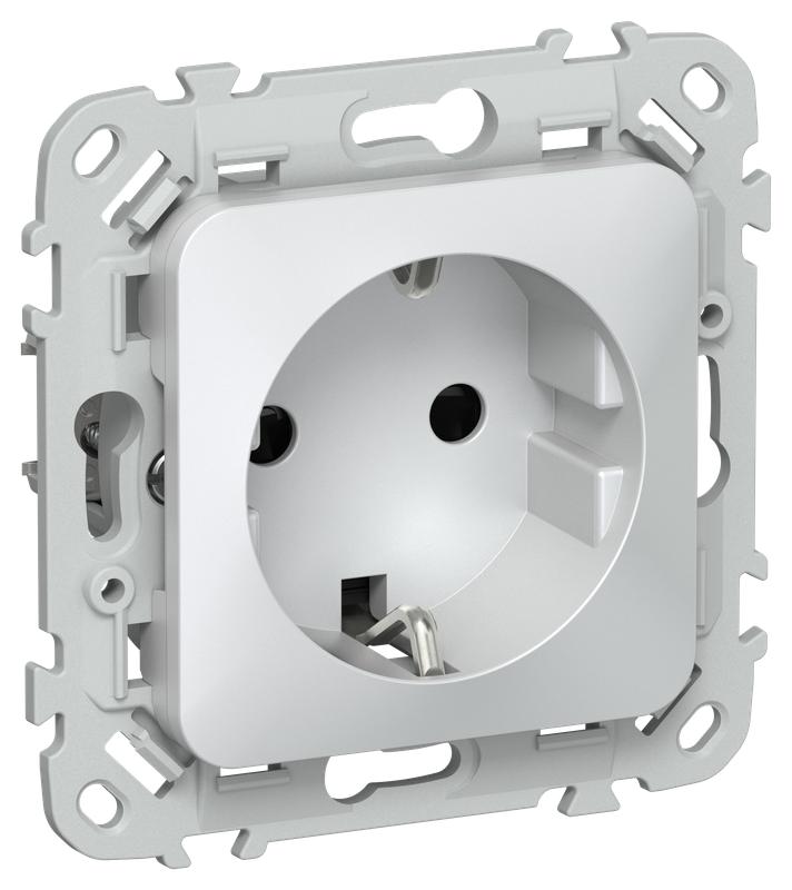 Розетка СП FLITE РСш11-1-ФлЖ 16А с заземл. с защ. шторками безвинтовое крепление механизм жемчуж. IEK FI-R14-16-1-K36