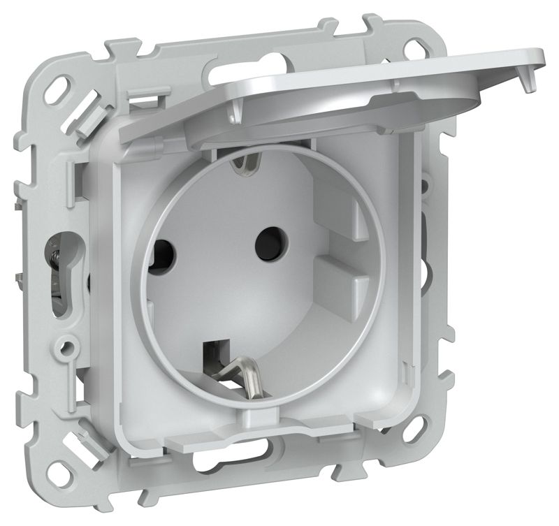Розетка СП FLITE РСшкр11-1-44-ФлЖ 16А IP44 с заземл. с защ. шторками и крышкой безвинтовое крепление механизм жемчуж. IEK FI-R16-16-1-44-K36
