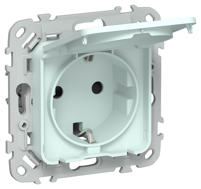 Розетка СП FLITE РСшкр11-0-44-ФлХЛ 16А IP44 с заземл. с защ. шторками и крышкой механизм холод. лед IEK FI-R16-16-44-K94