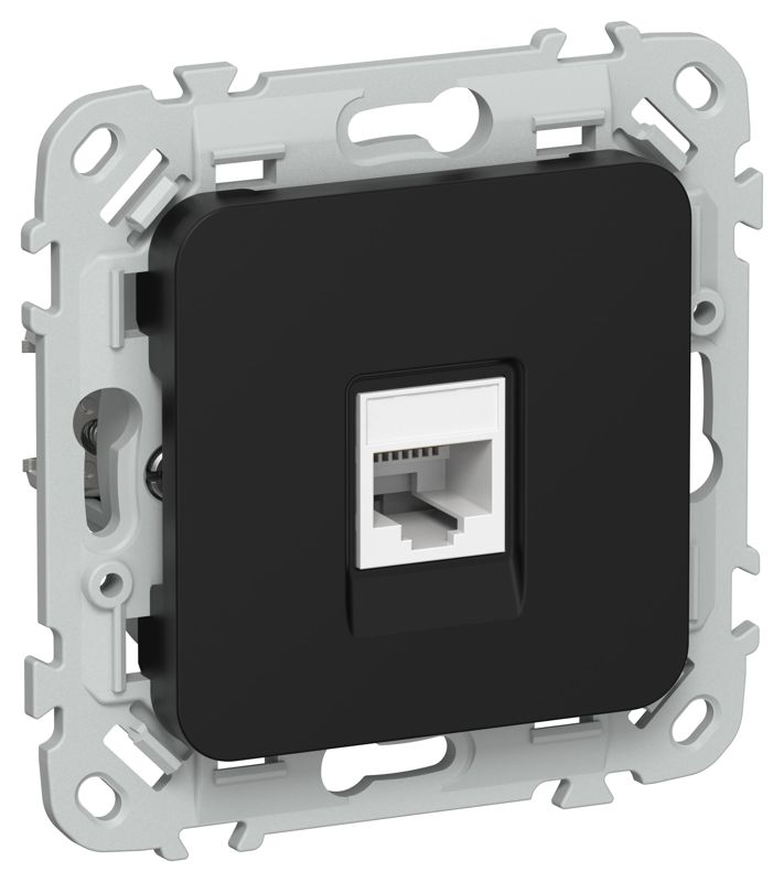 Розетка телефонная СП FLITE РТ3-1-ФлЧ RJ11 кат.3 механизм черн. IEK FI-T10-K02