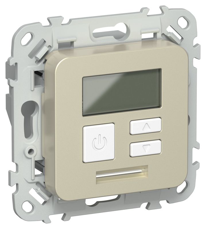 Термостат электронный СП FLITE Т-ФлШ 16А с дисплеем механизм шампань IEK FI-RT11-K37