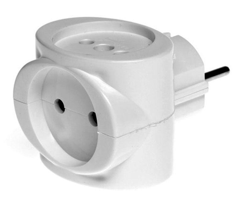 Разветвитель сетевой (тройник) Si 1/3-Wh 6А куб бел. Volsten 13916