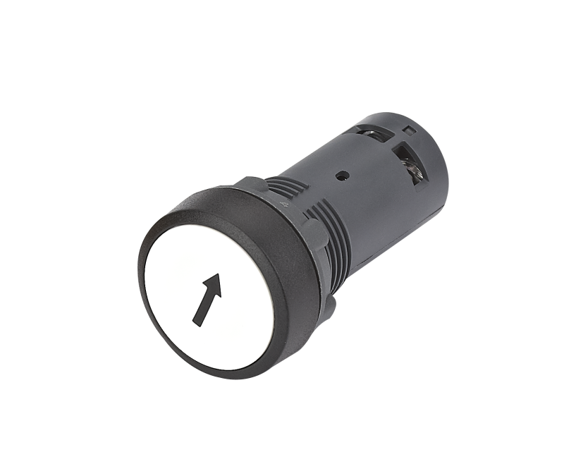 Кнопка моноблочная SB7 22мм с возвратом с маркировкой "Стрелка вверх" пластик 1НО IP65 бел. SE SB7NA11341