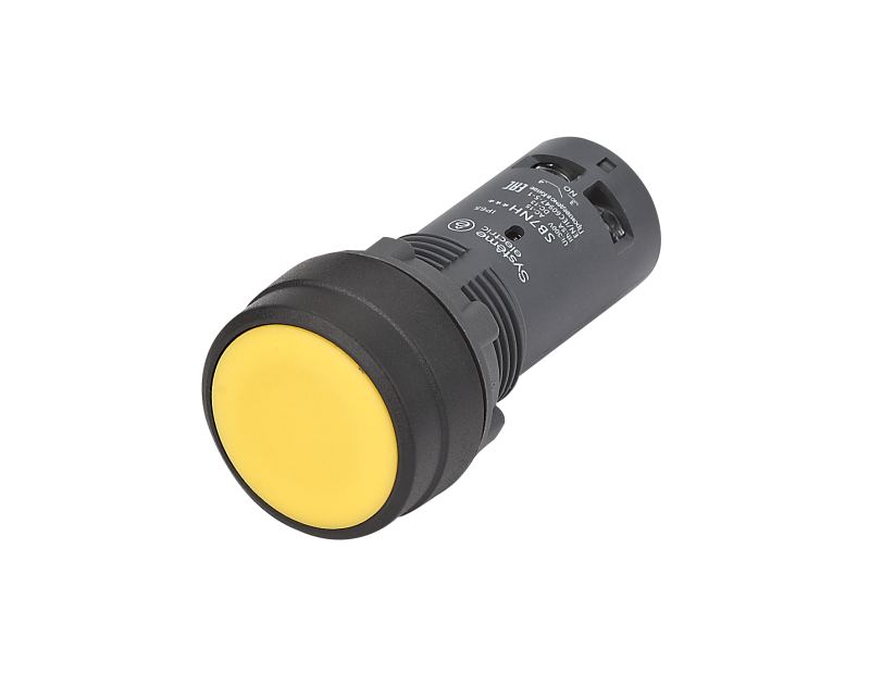 Кнопка моноблочная SB7 22мм с фиксацией пластик 1НО IP65 желт. SE SB7NH51