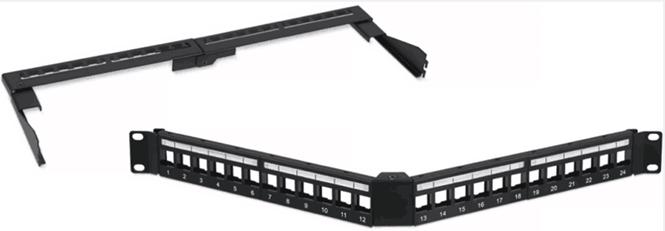 Патч-панель модульная угловая для Keystone Jack 19дюйм под 24 модуля STP 1U SUPRLAN 10-0416