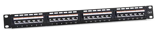 Патч-панель 19 дюйм 24хRJ-45 UTP 6 1U угол портов 45град. SUPRLAN 10-0441