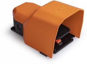 Педаль одиночная 1НО+1НЗ 250В AC 4А IP65 с фиксацией; с защ. кожухом алюм. оранж. EMAS PDKS11BX11T