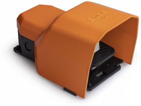 Педаль одиночная 2х(1НО+1НЗ) 250В AC 4А IP65 с защ. кожухом алюм. оранж. EMAS PDKS11GX10T