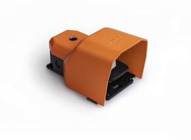 Педаль одиночная 2х(1НО+1НЗ) 250В AC 4А IP65 основание для рукояти; с защ. кожухом алюм. оранж. EMAS PDKA11GX10T