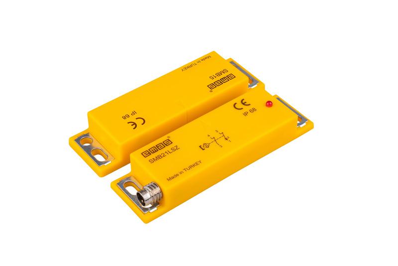 Датчик магнитный (2НЗ) разъем M8х4 (расст. сраб. 5мм) индикация LED левый выход IP68 EMAS SMB21LSZ-B15