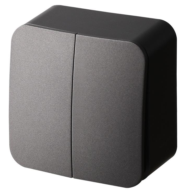 Переключатель проходной 2-кл. ОП 10А IP20 антрацит Jasmart FS3022B