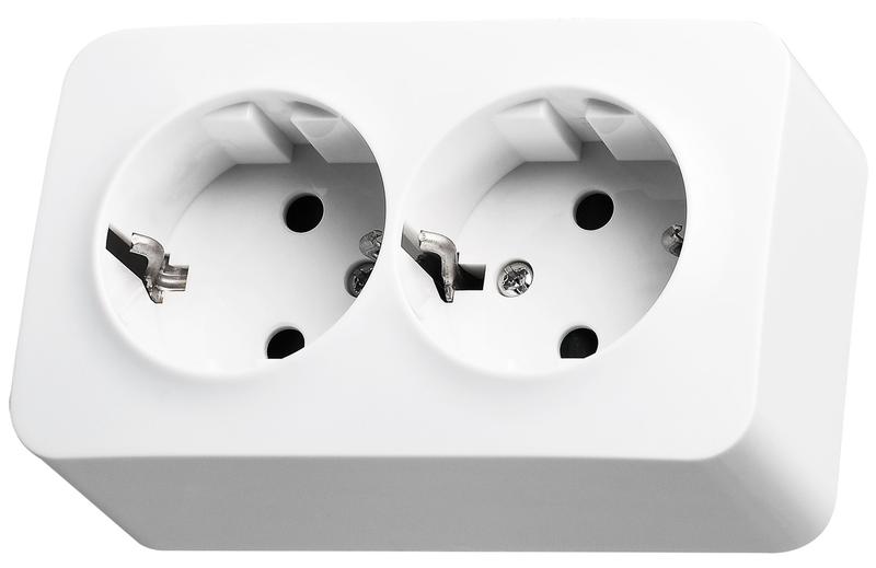 Розетка 2-м ОП 16А IP20 с заземл. защ. шторки бел. Jasmart FS5504W
