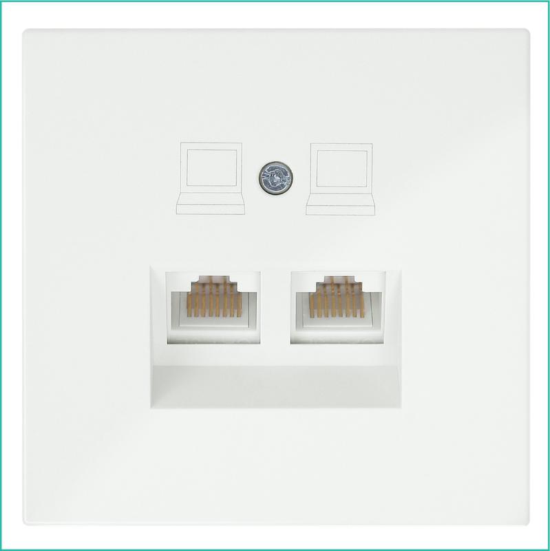 Розетка компьютерная 2-м СП RJ45 кат.5E с накладкой механизм сахара Jasmart FD6106SH