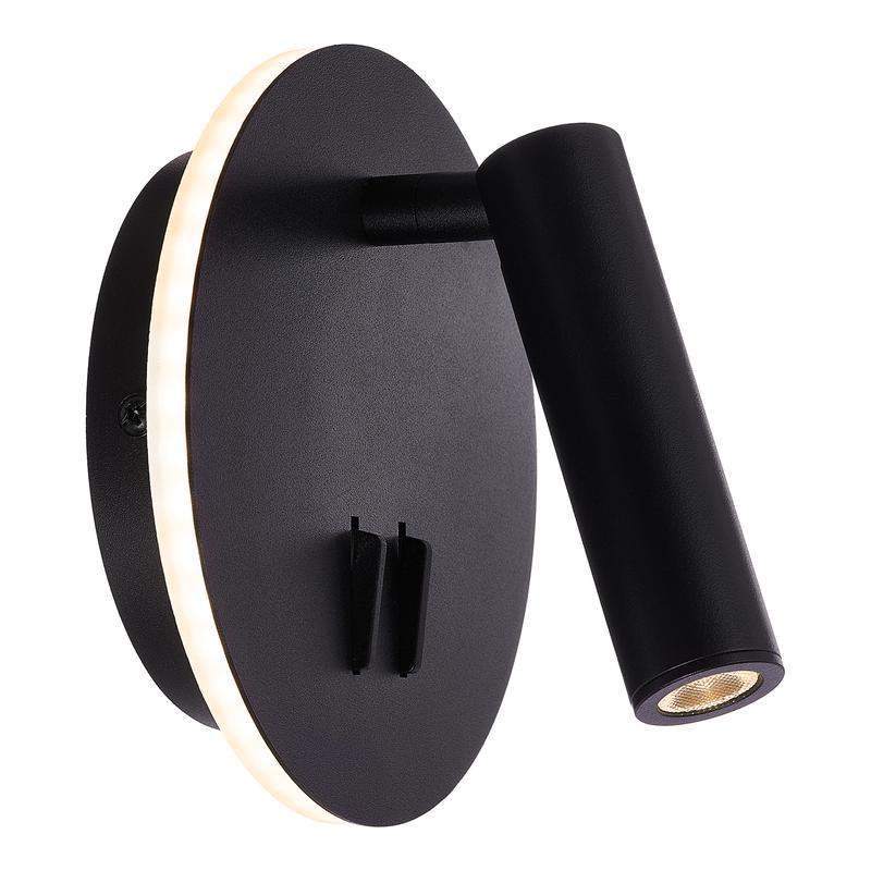 Светильник SURFSP SP 9Вт 3000К тепл. бел. 390лм бра настен. с подсветкой с выкл. 2 режима черн. OSRAM 4607194233113