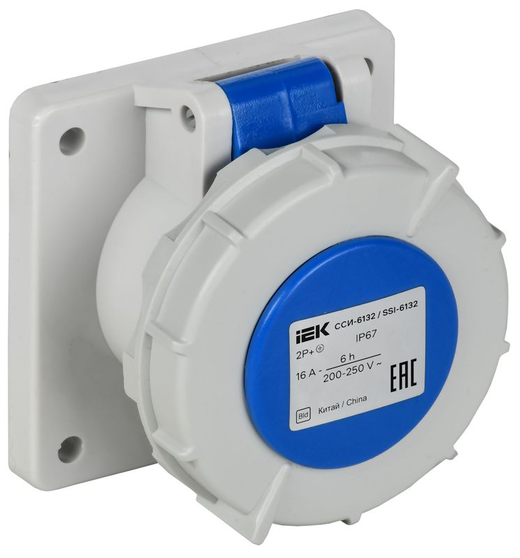 Розетка встраиваемая прямая ССИ-6132 16А 3п 2P+PE 6ч 220В IP67 IEK PSR61-016-3-0-67
