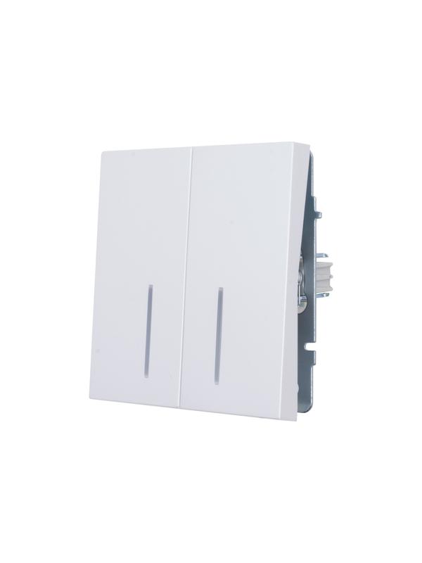 Выключатель 2-кл. 1п СП ZIMA 10А IP20 с подсветкой безвинтовой зажим/клемма механизм бел. искра матов. LEZARD 704-1488-112QC