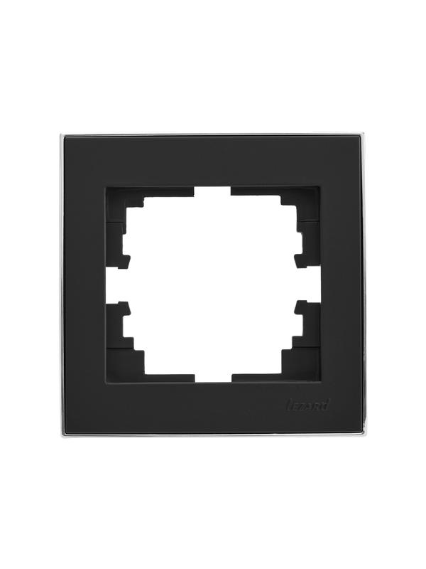 Рамка 1-м RAIN горизонт. черн. бархат + хром. LEZARD 703-4225-146