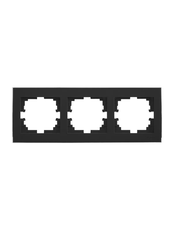 Рамка 3-м RAIN горизонт. черн. бархат + хром. LEZARD 703-4225-148