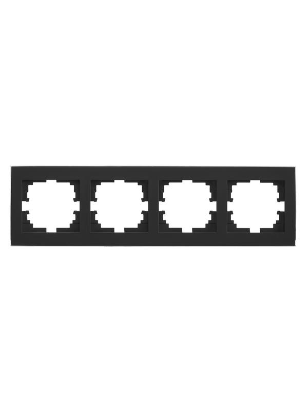 Рамка 4-м RAIN горизонт. черн. бархат + хром. LEZARD 703-4225-149