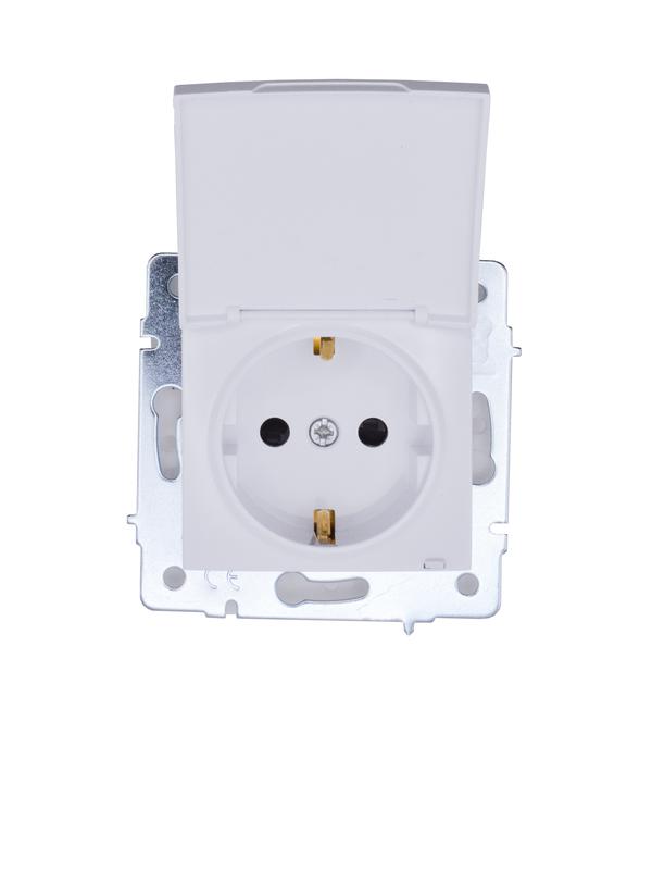 Розетка 1-м СП ASTI 16А IP44 с заземл. с крышкой ПБТ механизм бел. LEZARD 7081-0288-123BIPCH
