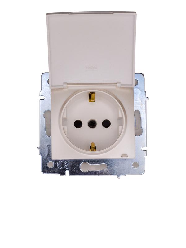 Розетка 1-м СП ASTI 16А IP44 с заземл. с крышкой ПБТ механизм жемчуж./бел. перламутр. LEZARD 7081-3088-123BIPCH