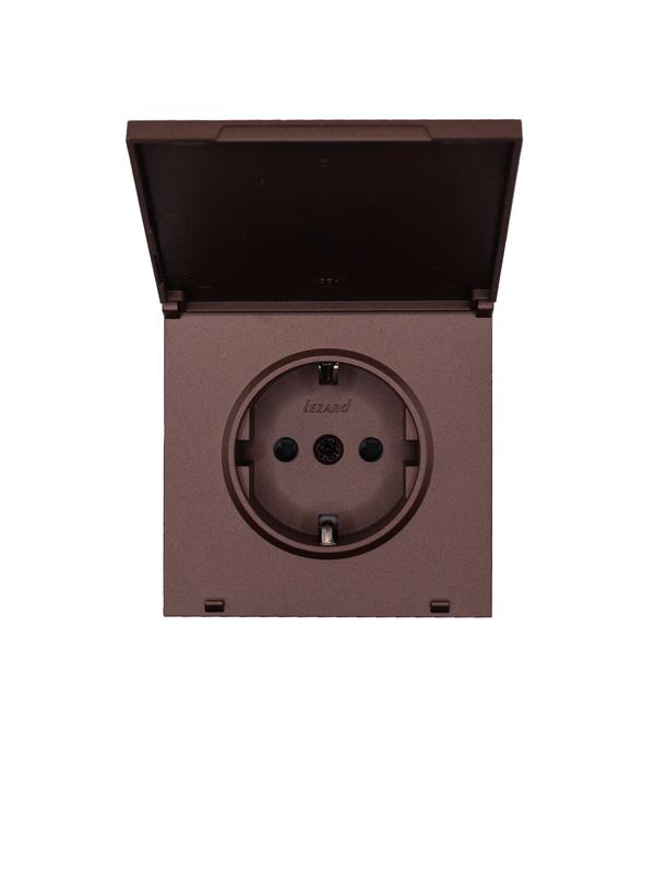 Розетка 1-м СП ZIMA 16А IP44 с заземл. с крышкой ПБТ безвинтовой зажим/клемма механизм шоколад LEZARD 704-7388-123BPCH