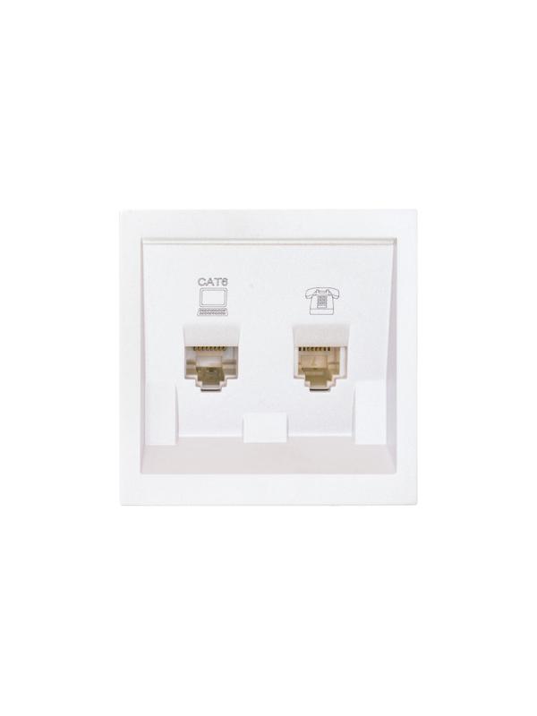 Розетка компьютерная + телефонная 2-м СП ZIMA RJ45 + RJ11 с модулем кат.6 механизм бел. искра матов. LEZARD 704-1488-144