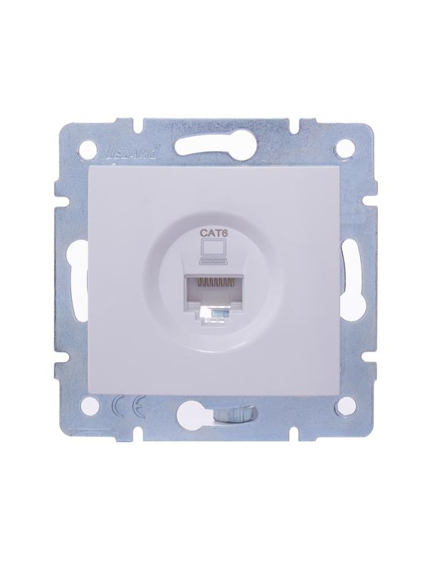 Розетка компьютерная 1-м СП KARINA IP20 RJ45 кат.6 механизм бел. LEZARD 707-0288-140