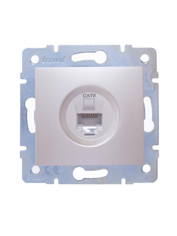 Розетка компьютерная 1-м СП KARINA IP20 RJ45 кат.6 механизм жемчуж./бел. перламутр. LEZARD 707-3088-140