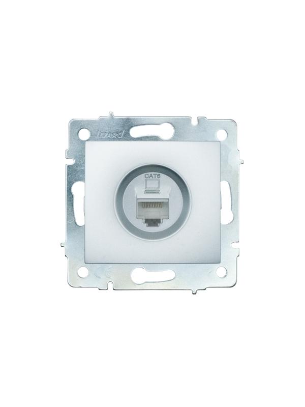 Розетка компьютерная 1-м СП KARINA IP20 RJ45 кат.6 механизм матов. серебр. LEZARD 707-4388-140