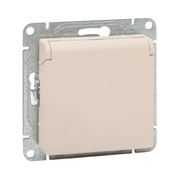 Розетка СП Эпика 16А IP44 с заземл. защ. шторки с крышкой механизм крем. EKF UP1-SOI-111-44