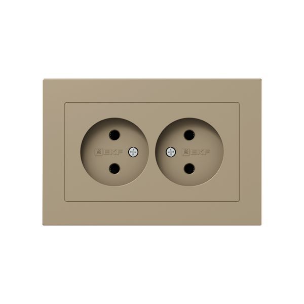Розетка 2-м СП Эпика 16А без заземл. без защ. шторок с рамкой механизм шампань EKF UP1-SOC-200