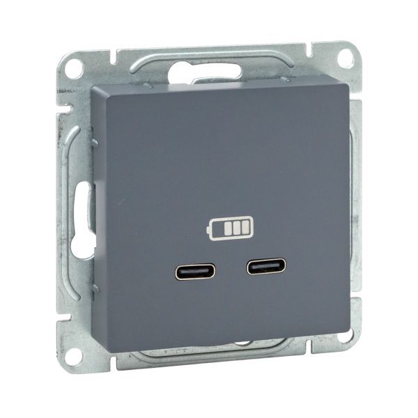 Розетка 2-м СП Эпика USB-C механизм графит EKF UP1-SOG-2USBC