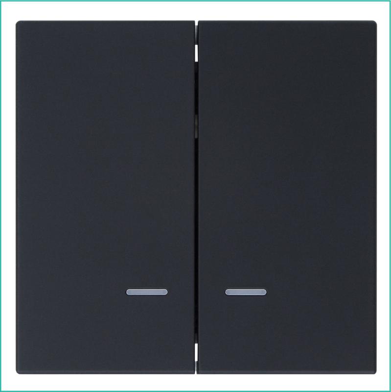 Выключатель 2-кл. СП FD 10А IP20 с подсветкой с накладкой механизм черн. матов. soft touch Jasmart FD3023NPBM