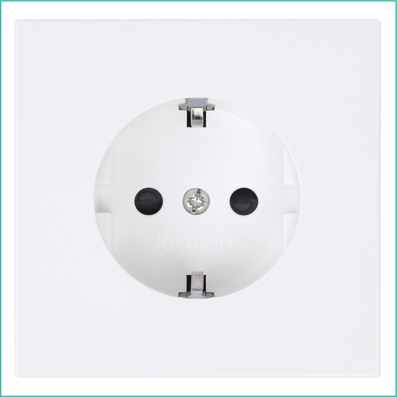 Розетка 1-м СП FD Shuko 16А IP20 с заземл. защ. шторки механизм бел. глянцевый Jasmart FD5501W