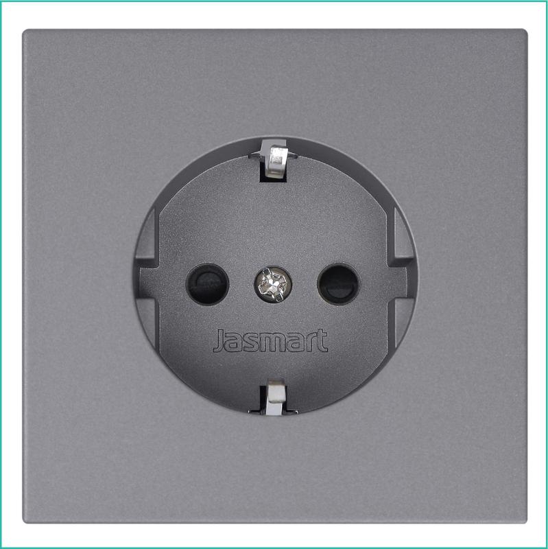 Розетка 1-м СП FD Shuko 16А IP20 с заземл. защ. шторки механизм никель Jasmart FD5501NI