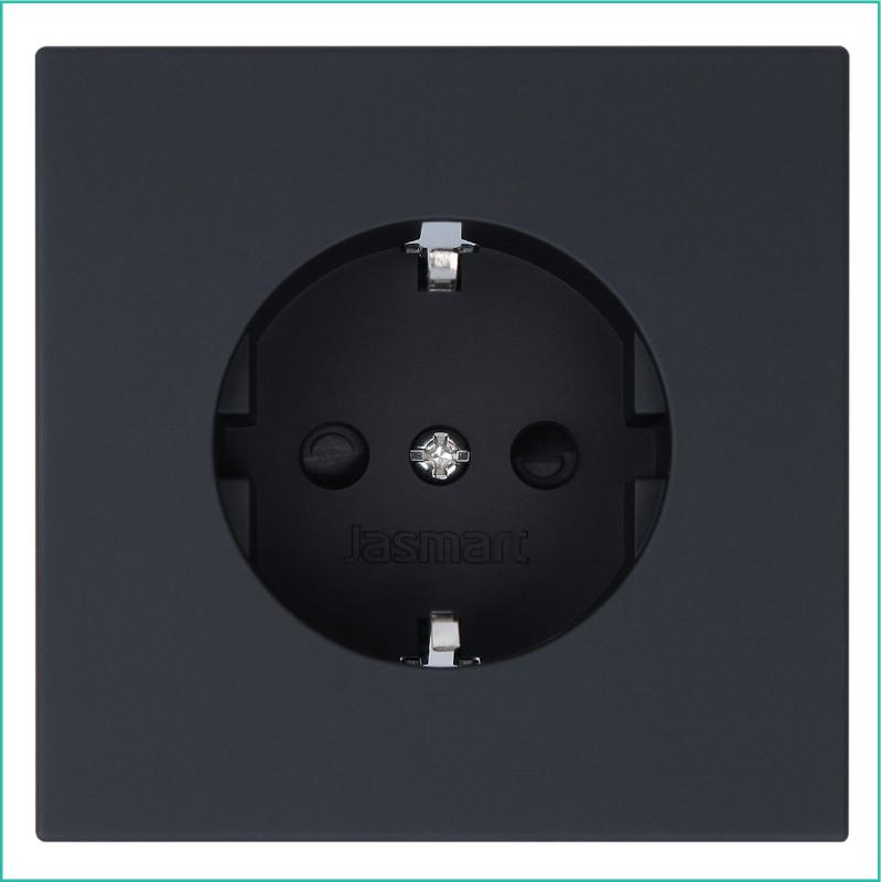 Розетка 1-м СП FD Shuko 16А IP20 с заземл. защ. шторки механизм черн. матов. soft touch Jasmart FD5501PBM
