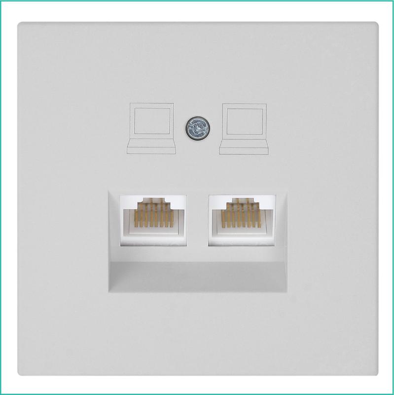 Розетка компьютерная 2-м СП RJ45 FD кат.5E с накладкой механизм тауп матов. soft touch Jasmart FD6106PTM