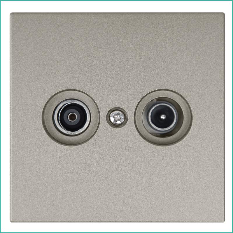 Розетка телевизионная оконечная TV + FM 2-м СП FD Ф9.5мм с накладкой механизм бронза Jasmart FD6204BR