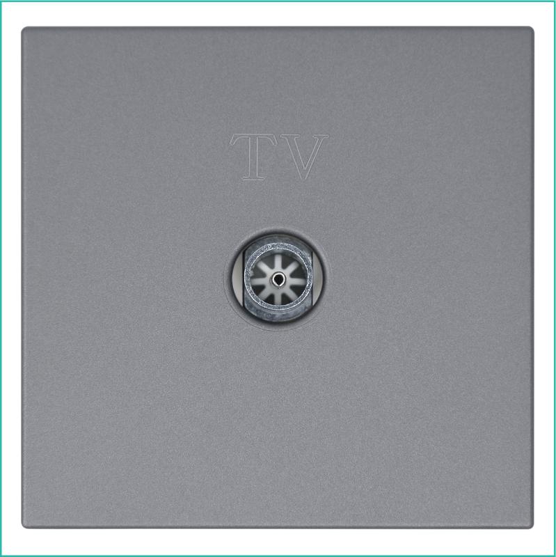 Розетка телевизионная оконечная TV 1-м СП FD Ф9.5мм с накладкой механизм никель Jasmart FD6001NI