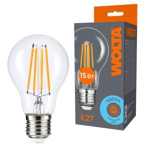Лампа светодиодная Filament A60 15Вт грушевидная прозрачная 6500К E27 1350лм WOLTA WF-A60-15W6KE27