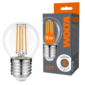 Лампа светодиодная Filament G45 9Вт шар прозрачная 4000К E27 810лм WOLTA WF-G45-9W4KE27